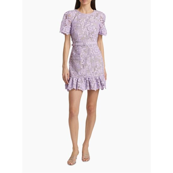 Milly Garden Lace Flounce Minidress in Lilac US12 $525 - Picture 1 of 12